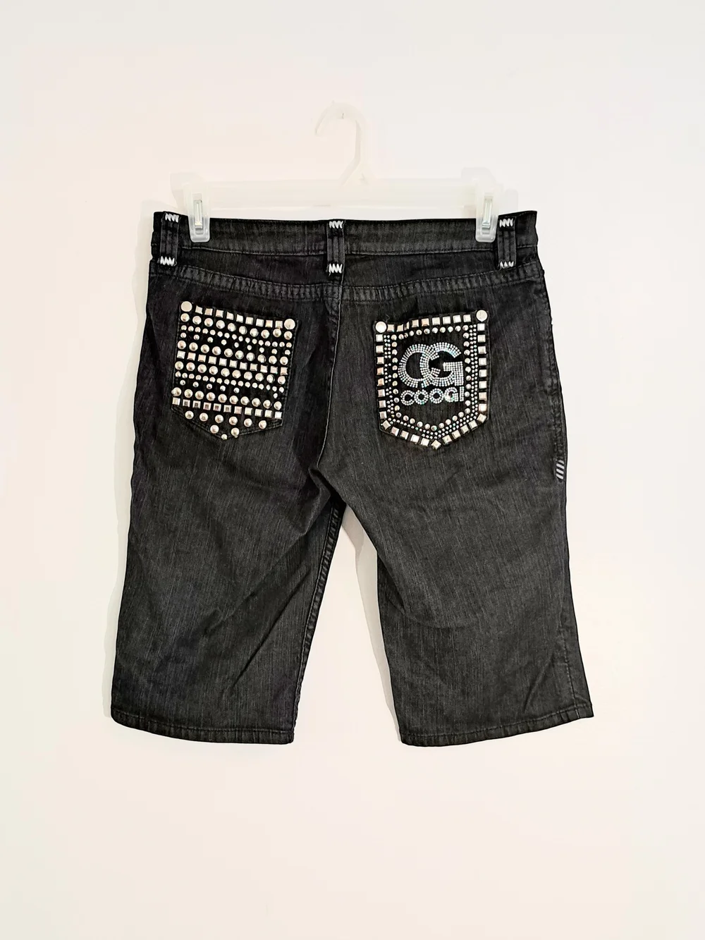 Y2K/Vintage Coogi Studded Black Denim Bermuda Shorts Junior/Women 13/14